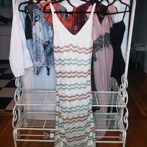 Striped ,crochet style maxi dress size m